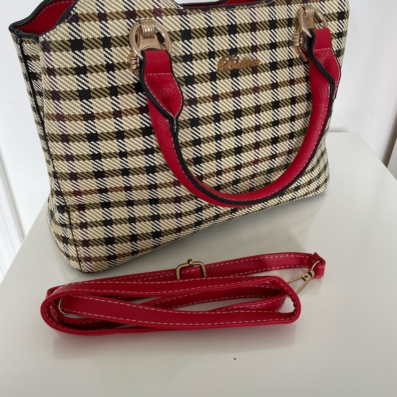 Handbag with Houndstooth Print - Picture 5 of 9
